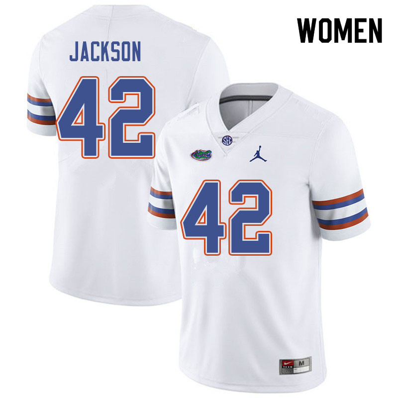 Jordan Brand Women #42 Jaylin Jackson Florida Gators College Football Jerseys Sale-White